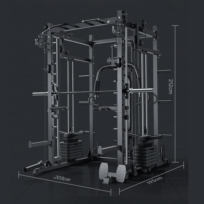 Commercial gym equipment  power cage heave duty dual cable crossover squat rack multifunction  home smith machine