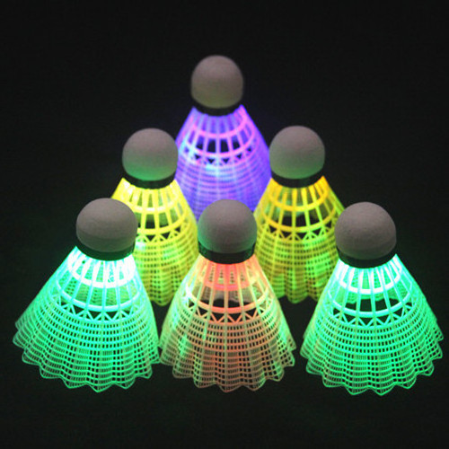 6Pcs Pack Dark Night Led Glowing Light Up Nylon Badminton Birdies Shuttlecocks Cheap For Indoor And Outdoor Badminton Fun