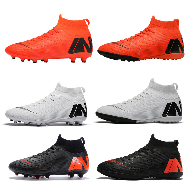 High Quality Black Men Football Cleats  Boots Athletic  Breathable Soccer  Turf Shoes Anti-Slip Soccer Boots