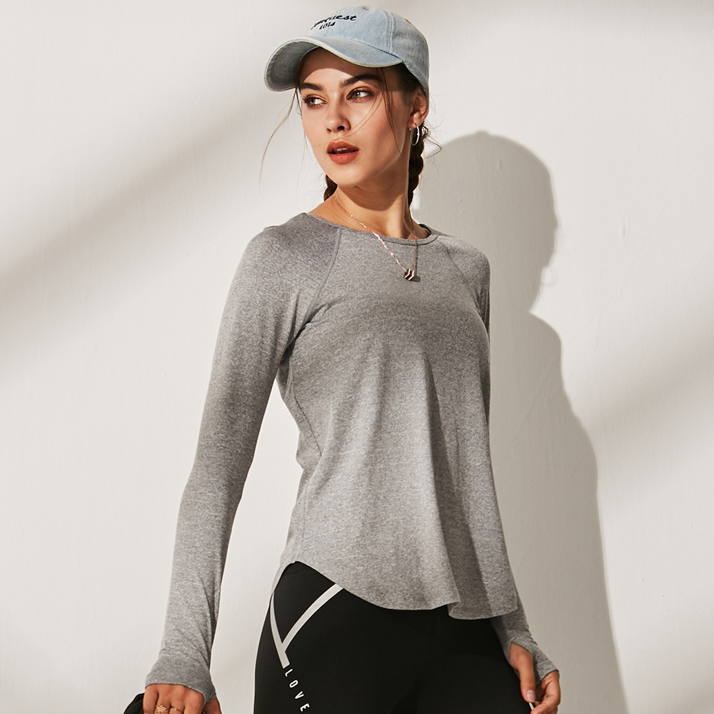 Hot Sale women breathable round collar sports T shirt  lightweight  plain yoga top thin gym fitness  running T shirt long sleeve