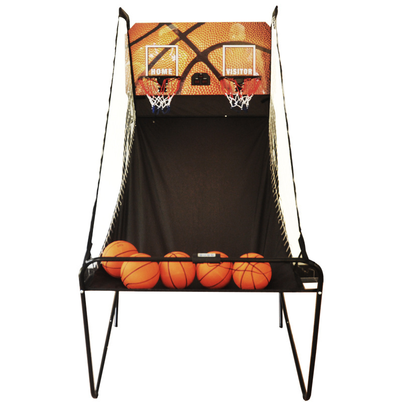 Easy fold indoor double shotout basketball arcade game with electronic scoreboard outdoor basketball shooting machine with hoop