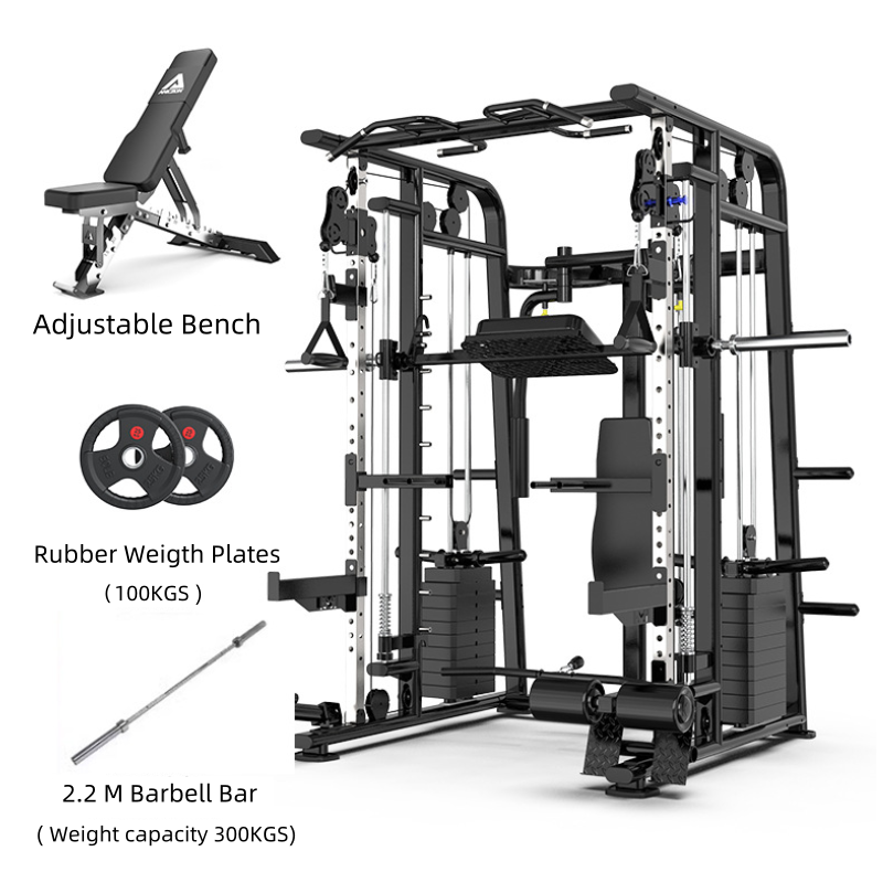 Home smith machine gym equipment  fitness workout equipment gym squat rack multifunctional bench press cable pulley power cage