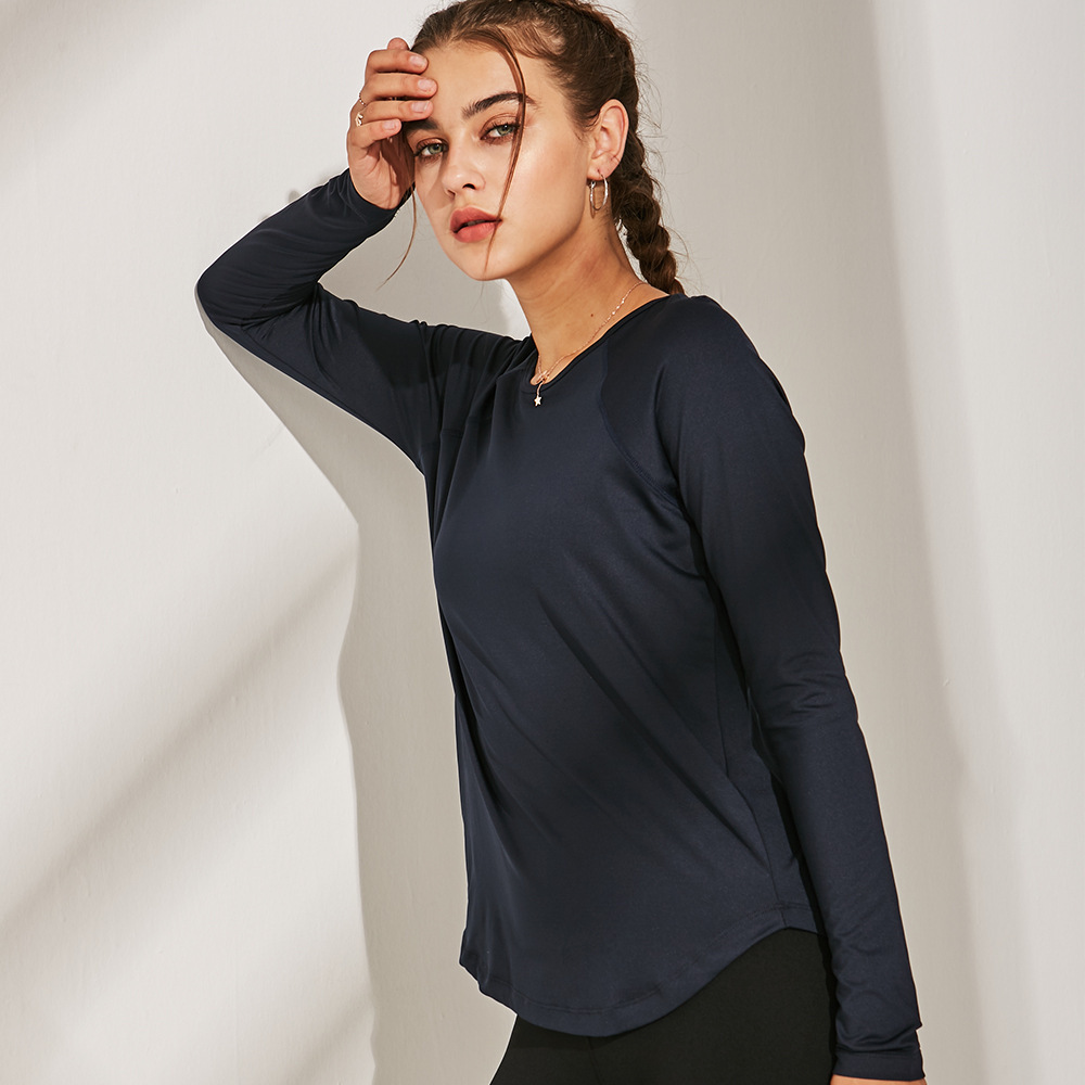 Hot Sale women breathable round collar sports T shirt  lightweight  plain yoga top thin gym fitness  running T shirt long sleeve