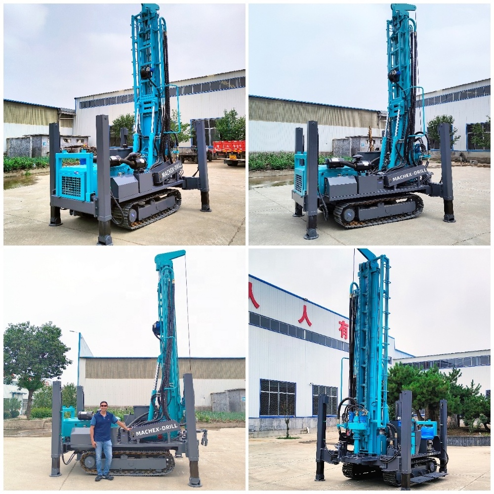 MACHEX 300 Meter Depp DTH Rock Geology  Drill Rig Crawler Water Well Drill Rig Air Compressor Drill Rig For Sale