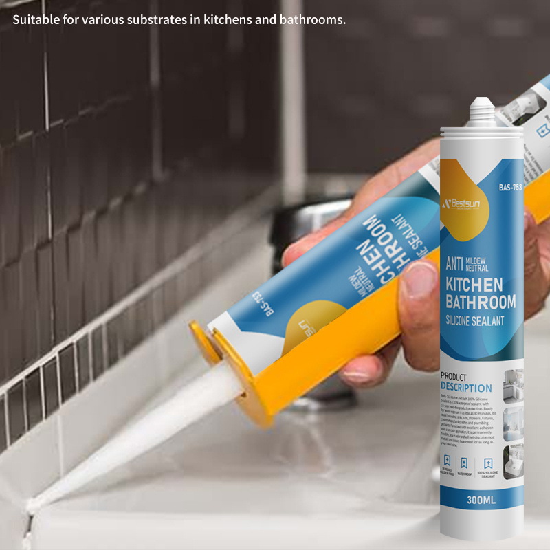 100 % Silicone Sealant Caulk, Waterproof and Mold & Mildew Resistant Clear Silicone Sealant