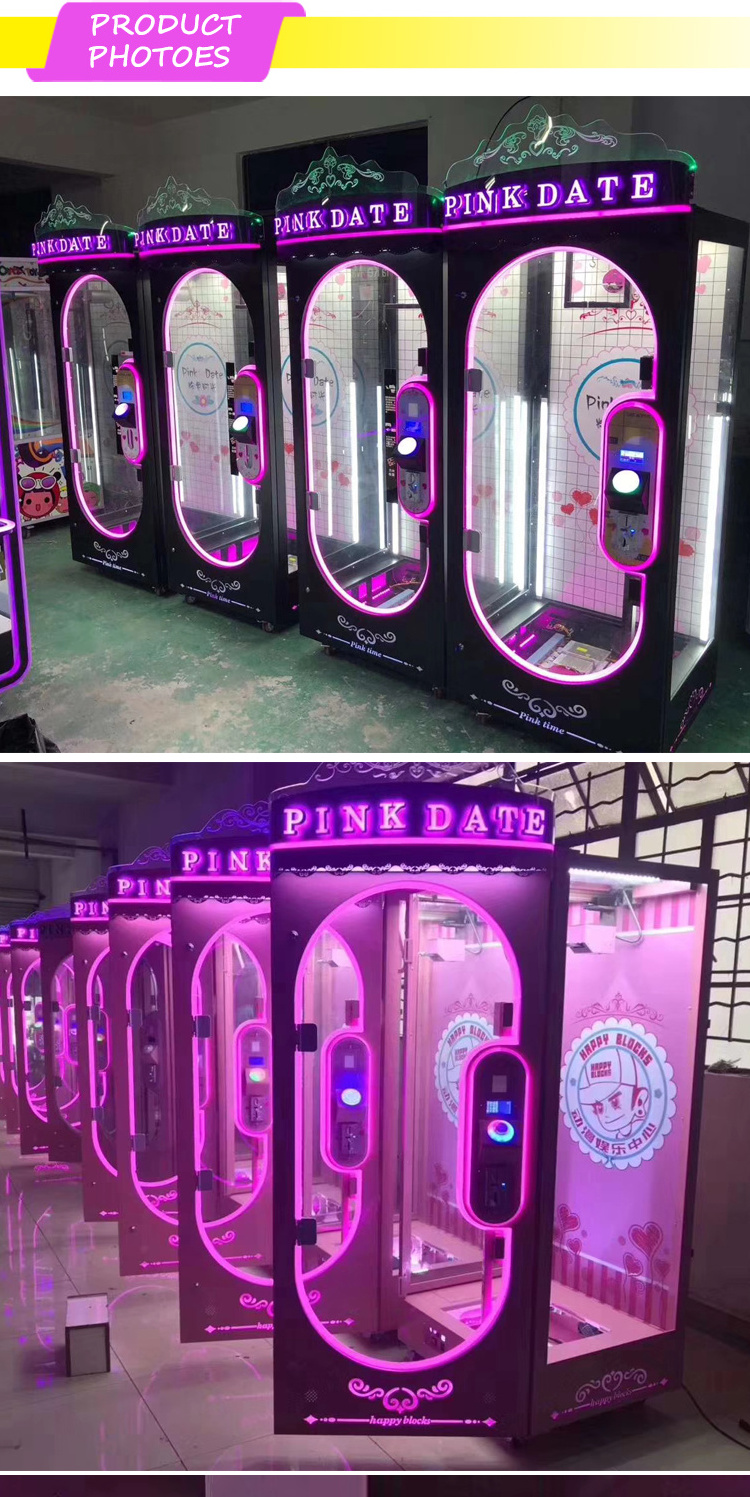 Factory Pink Date Cut Prize Machine Coin Operated Big Toy Gift Vending Arcade Game Machine Prize Game Claw Machine