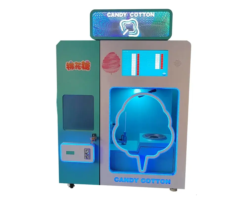 singapore flower cotton candy vending machine profession automatic robot fun marshmallow fairy floss machine candy floss vending