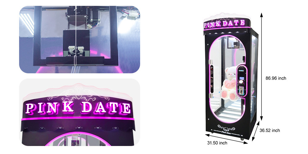 Factory Pink Date Cut Prize Machine Coin Operated Big Toy Gift Vending Arcade Game Machine Prize Game Claw Machine