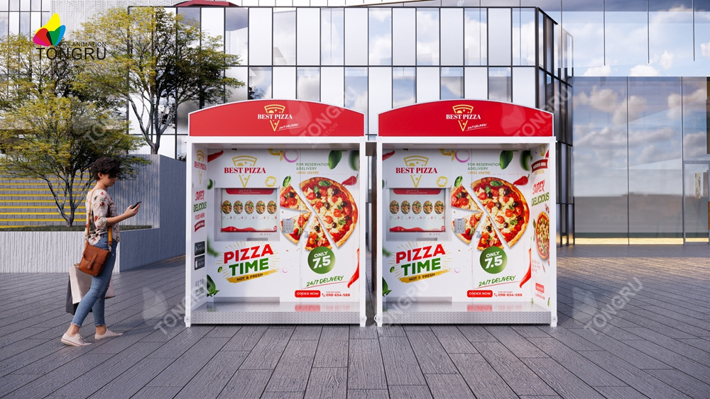 outdoor 24 hours food shop self service pizza vending machine fully automatic fast food hot food vending machine for outside