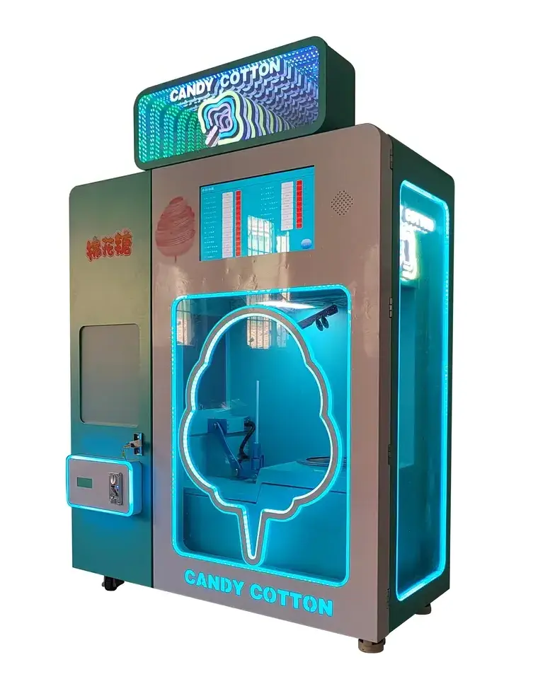 singapore flower cotton candy vending machine profession automatic robot fun marshmallow fairy floss machine candy floss vending