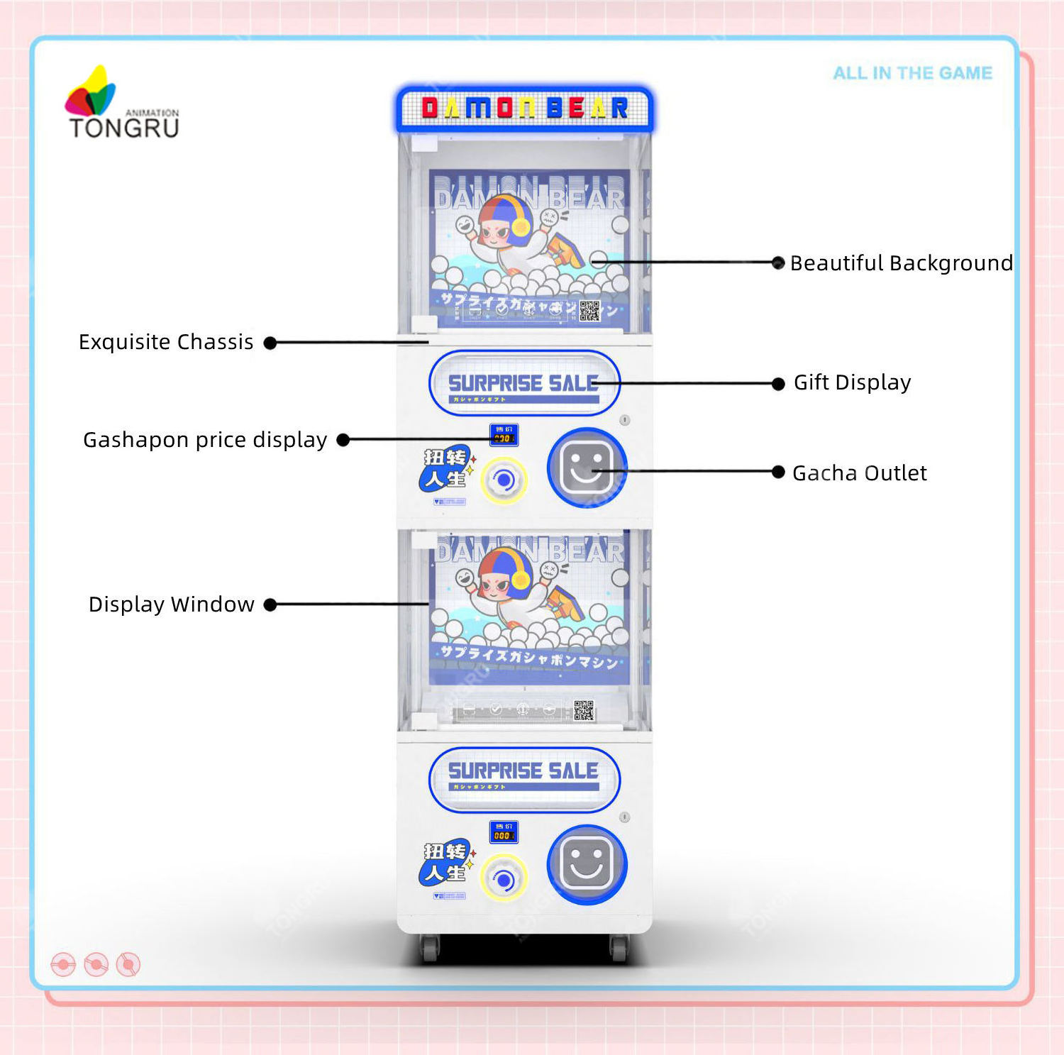 High End Amusement Center Kids Play Big 100mm Egg Gashapon Capsule Machine Coin Operated Custom Toy Vending Machine Gashapon