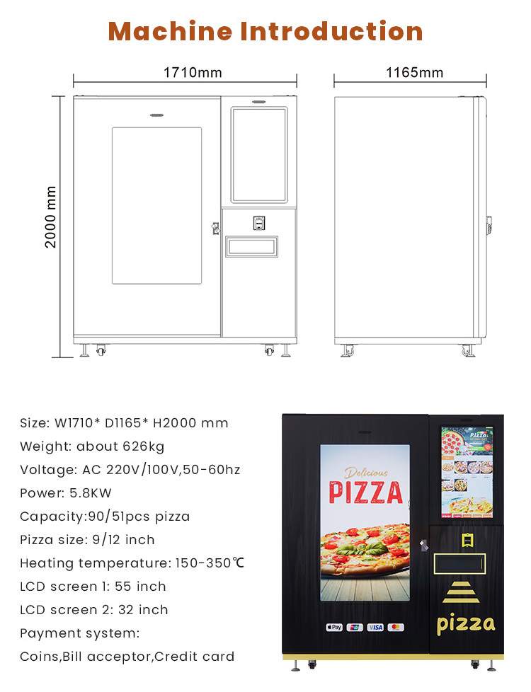 Best Professional pizza vending machine for fast food pizza automat vollautomatisch keep fresh and heating hot sale