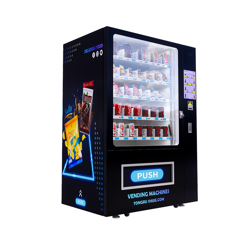 24 hour cold drink vending machine with bill acceptor self snacks and drinks vending machine for sale