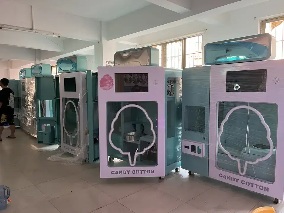 Intelligent 30 Flower Candy Floss Vending Making Machine Automatic Cotton Candy Vending Machine With Super Touch Advertising