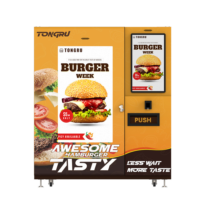 Cheese Hamburger Automatic Snacks Maker Vending Machines Robot Fast Food Hot Dog Auto Burger Vending Machine with bill acceptor