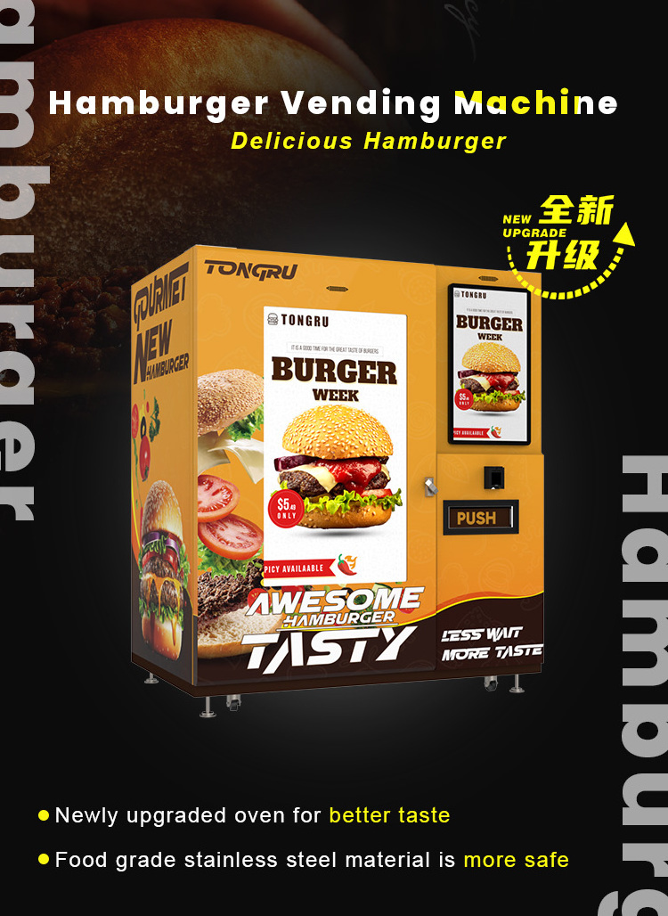 Cheese Hamburger Automatic Snacks Maker Vending Machines Robot Fast Food Hot Dog Auto Burger Vending Machine with bill acceptor