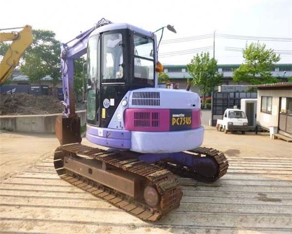 Nice Purple Color Japan Original Used Komatsu PC75 PC75UU PC75UU-3 Unique Purple Mini 7.5 Ton Excavator Small Micro Digger