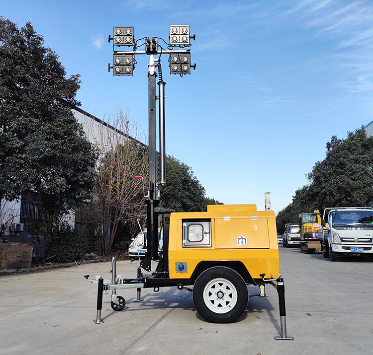 XCMG Official Construction Mining 9m Mast High Bright Trailer Hand Lifting Mobile LED Lighting Tower for Sale