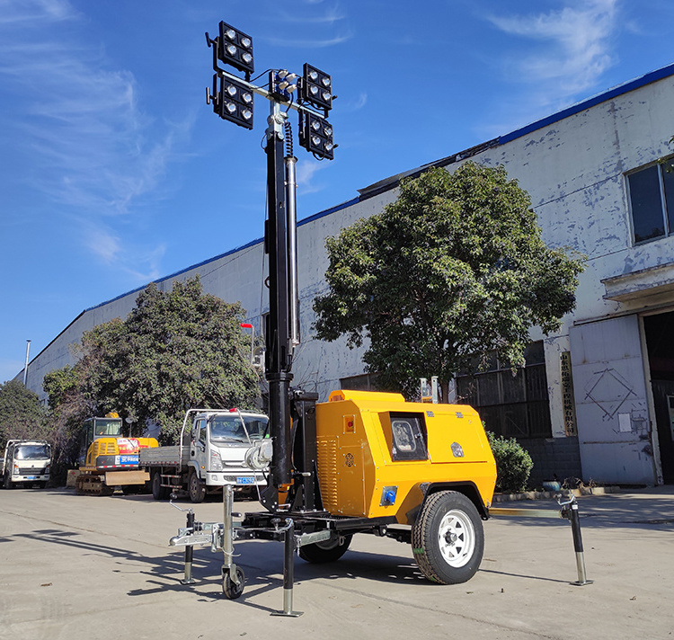 XCMG Official Construction Mining 9m Mast High Bright Trailer Hand Lifting Mobile LED Lighting Tower for Sale