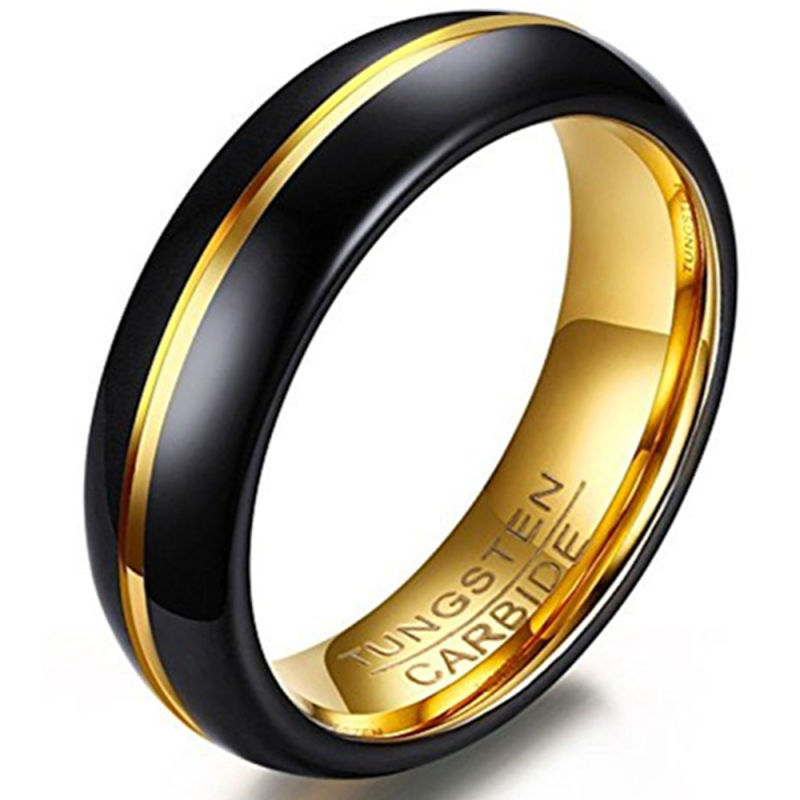 Black and Gold Plated Jewellery Tungsten Wedding Rings with Matte Finish for Men and Women Made in China