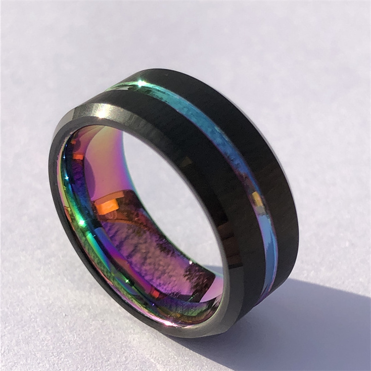 Multi Color Ring Hot Selling Men's Ring Jewelry Wholesale Tungsten Carbide Jewelry Black Macho