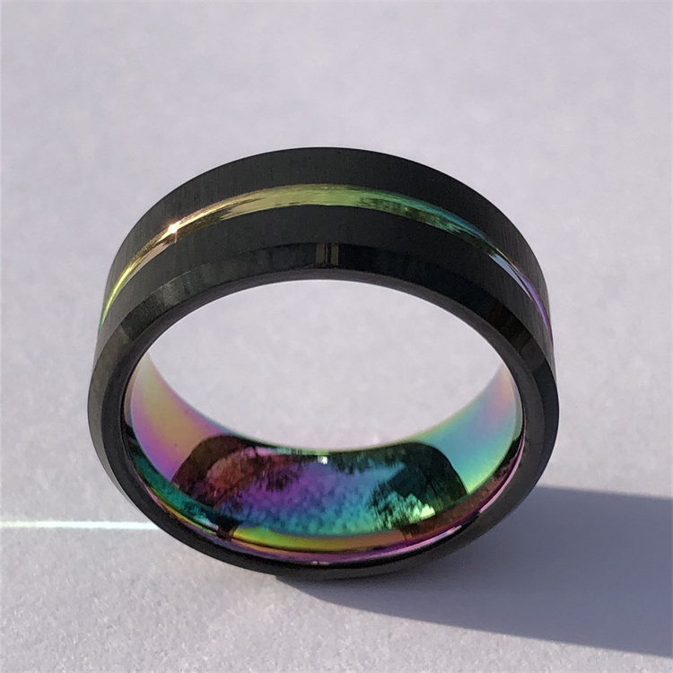 Multi Color Ring Hot Selling Men's Ring Jewelry Wholesale Tungsten Carbide Jewelry Black Macho