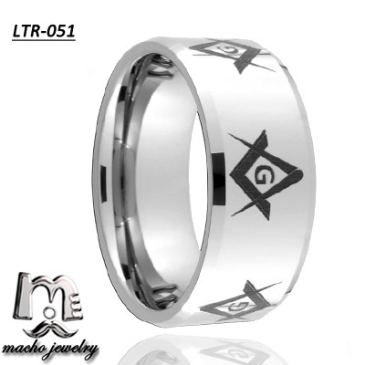 Tungsten Carbide Rings Fashion Masonic Tungsten Rings, Freemason Wedding for Mens and Womens