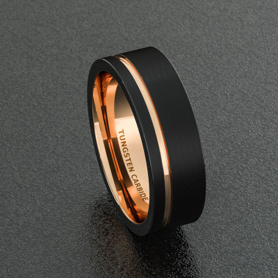 Black and Gold Plated Jewellery Tungsten Wedding Rings with Matte Finish for Men and Women Made in China