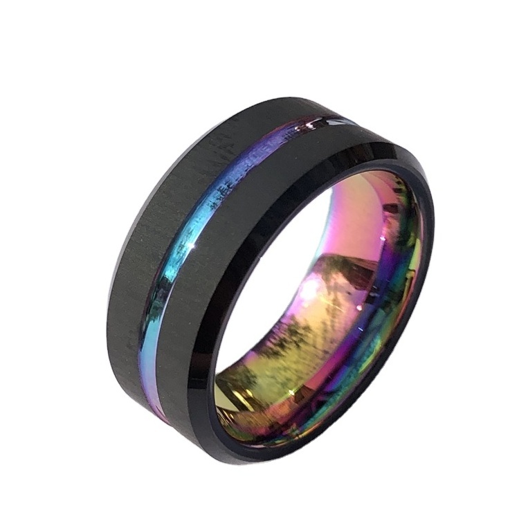 Multi Color Ring Hot Selling Men's Ring Jewelry Wholesale Tungsten Carbide Jewelry Black Macho