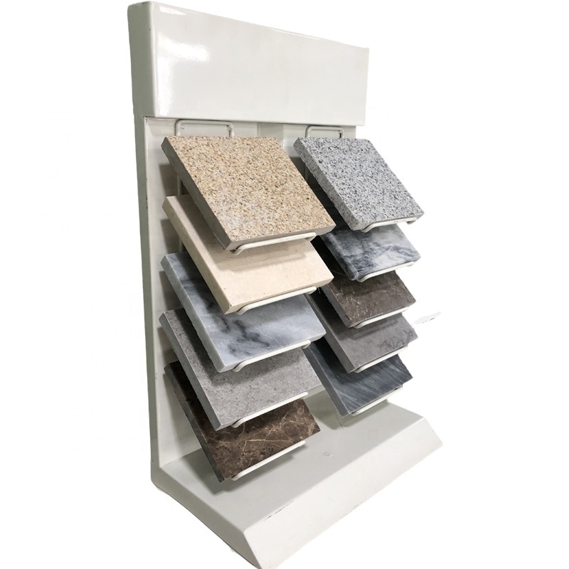 Hot Sale Exhibition Porcelain Metal Frame Quartz Tile Sample Rack Floor Tower Standing Stone Marble Display Stand  Racks