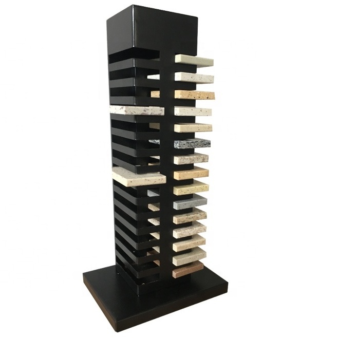 Hot Sale Exhibition Porcelain Metal Frame Quartz Tile Sample Rack Floor Tower Standing Stone Marble Display Stand  Racks