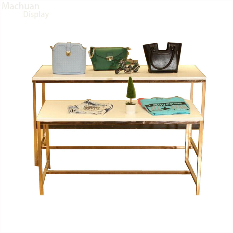 Stainless steel gold display racks shoes display shelf metal display racks for bags and shoes