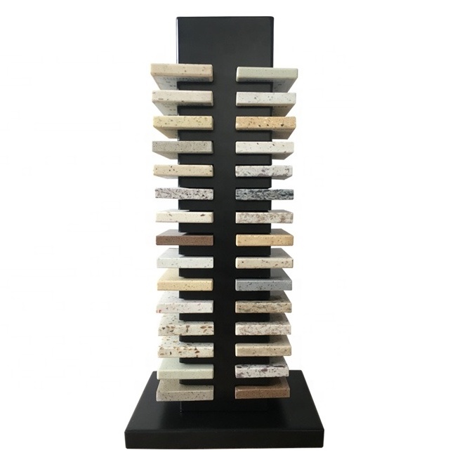 Hot Sale Exhibition Porcelain Metal Frame Quartz Tile Sample Rack Floor Tower Standing Stone Marble Display Stand  Racks