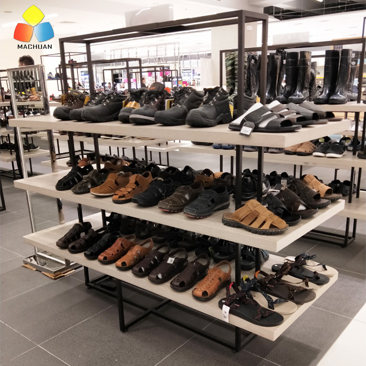 Factory sale metal sport shoes display wall shelf store fixtures retail display for department