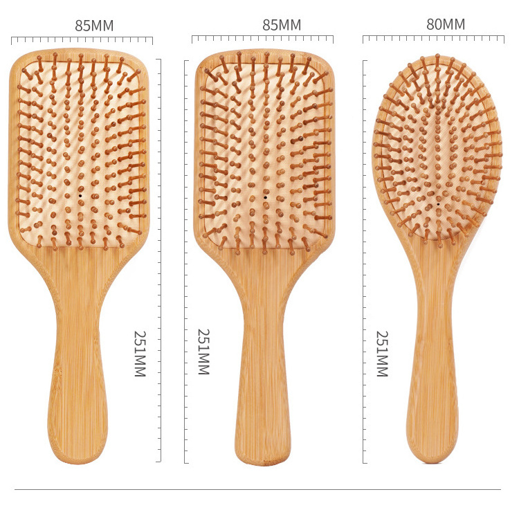 Eco-friendly Bamboo Hair Brush And Comb Paddle Detangling Cushion Air Bag Massage Smooth Hair Comb Brush