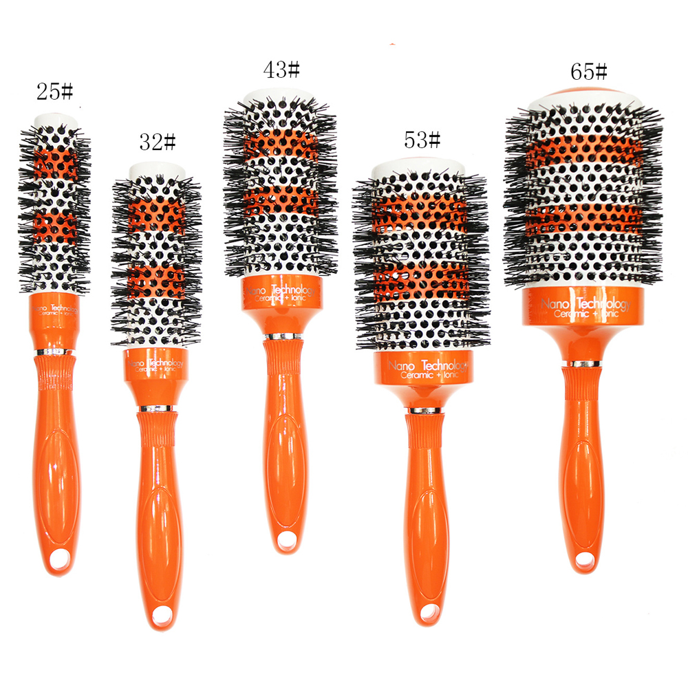 Round Brush with Natural Boar Bristles Nano Ceramic Coating Roller Hairbrush for Blow Drying Comb Curling Straighten HairBrush