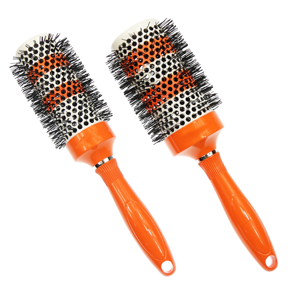 Round Brush with Natural Boar Bristles Nano Ceramic Coating Roller Hairbrush for Blow Drying Comb Curling Straighten HairBrush