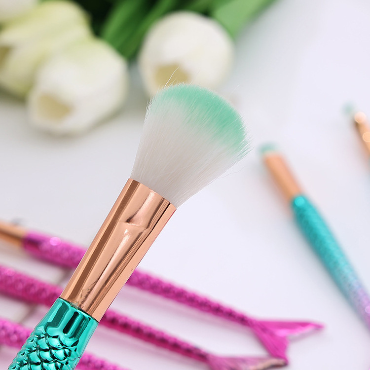 Mermaid Plastic Handle Makeup Brush Set Beauty Tools Cosmetic Tools Custom Logo 4pcs/set Mini Makeup Brushes For Girl