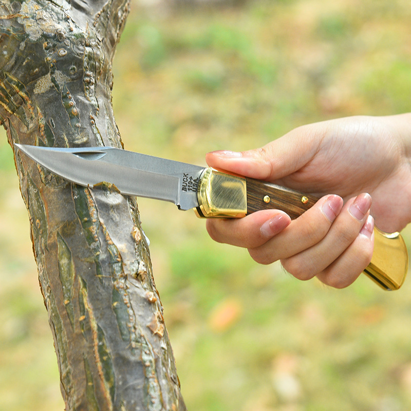 MAIMAI High Quality survival tool camping Gift Box Brass Wooden Handle Hunting Folding Knives Tactical Pocket Knife