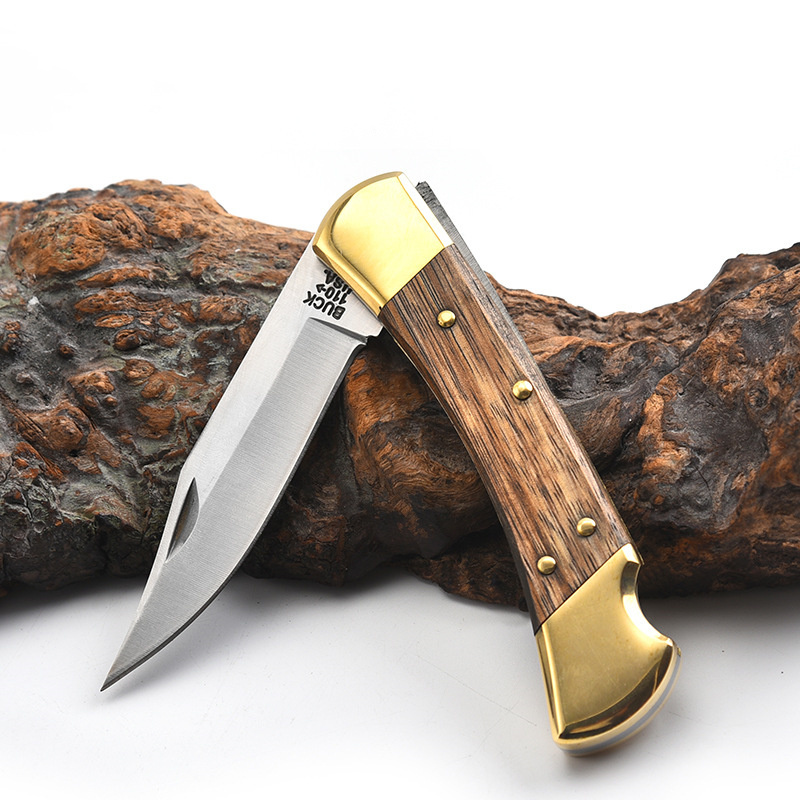 MAIMAI High Quality survival tool camping Gift Box Brass Wooden Handle Hunting Folding Knives Tactical Pocket Knife