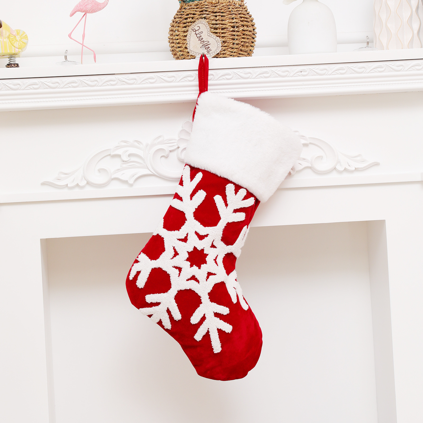 Snowflake Luxury Navida Christmas Socks Red Gift Socks Gift Bag Stocking Christmas Stockings Christmas Tree Hanging Decoration