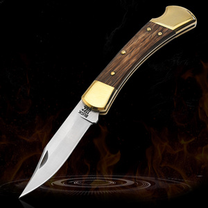 MAIMAI High Quality survival tool camping Gift Box Brass Wooden Handle Hunting Folding Knives Tactical Pocket Knife