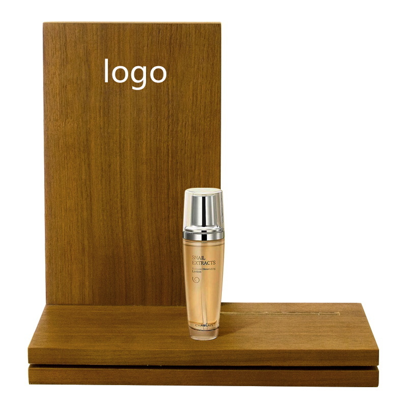 2-layer Removable Skin Care Display Stands Wood Color Cosmetic/watch Countertop Display Case