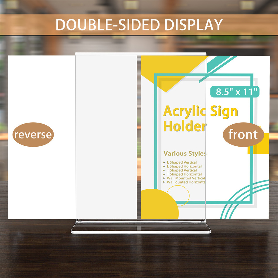 (24pcs) Acrylic Price Holder  8.5 x 11 inches Table Menu Display Stand Wedding sign holder for Store, Restaurant