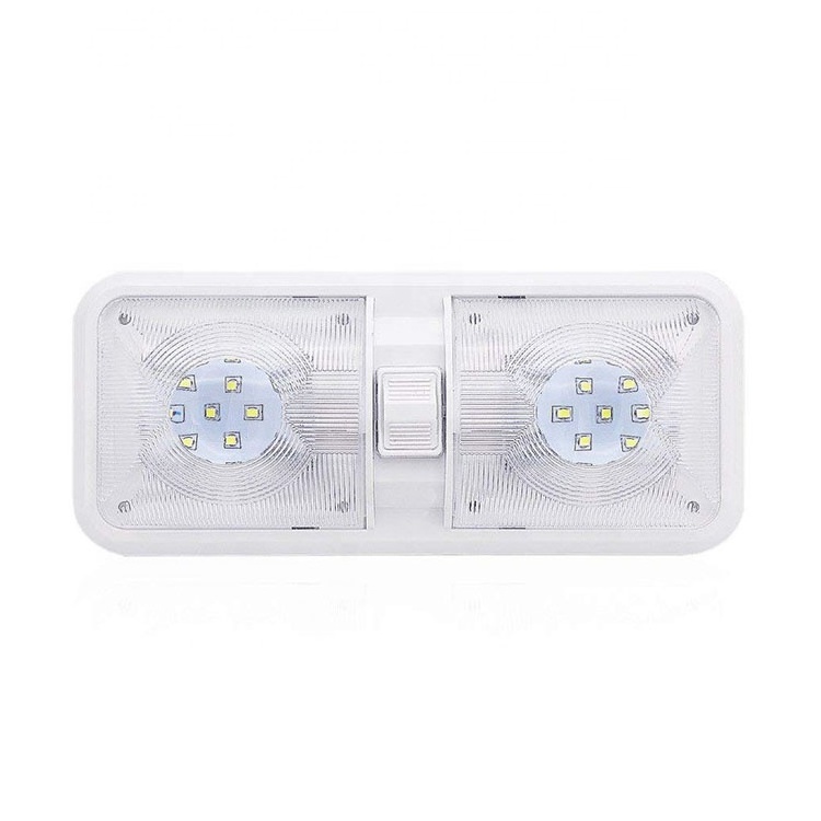 RV LED Ceiling Double Dome Light Fixture with ON/OFF Switch Interior Lighting for Car/RV/Trailer/Camper/Boat DC12V