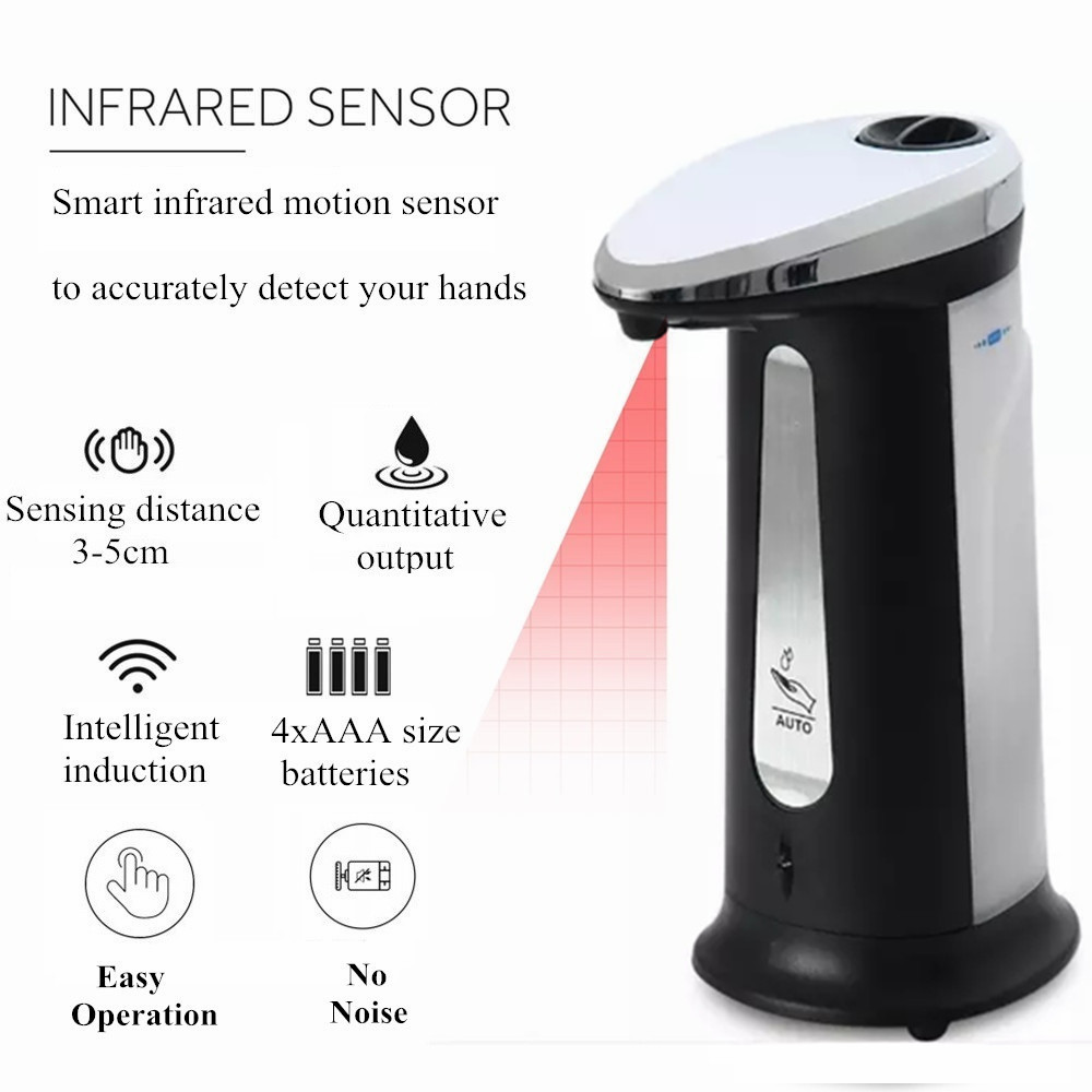 400ml Battery Hands Free Stainless Steel Contactless Gel Touch Free Small Car Automatic Hand Soap Dispenser