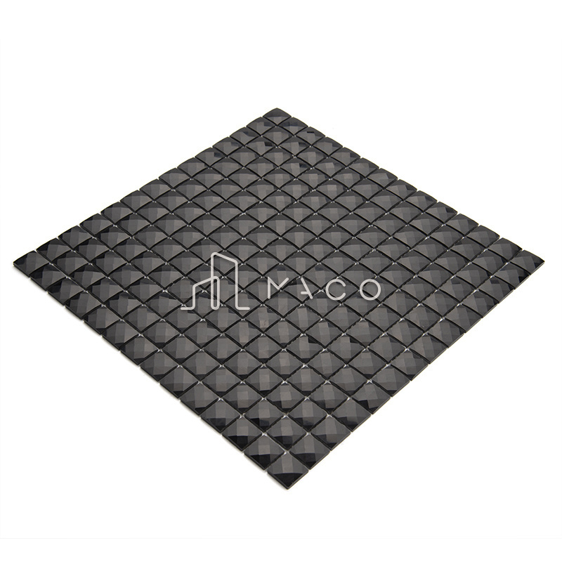 9 13 Facet Mirror Crystal Square Black Diamond Glass Mosaic Tiles for Kitchen Backsplash