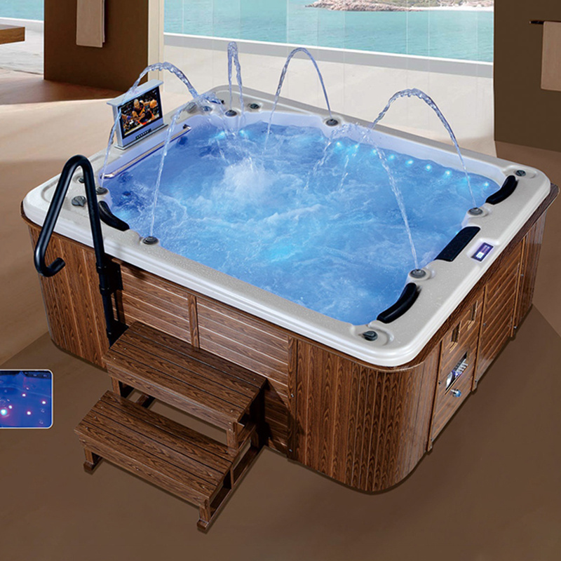 Whirlpool Hydro Sexy Massage Spa Double Shower Corner Waterfall Stand Alone Marble Massage Black Bubble Bathtub