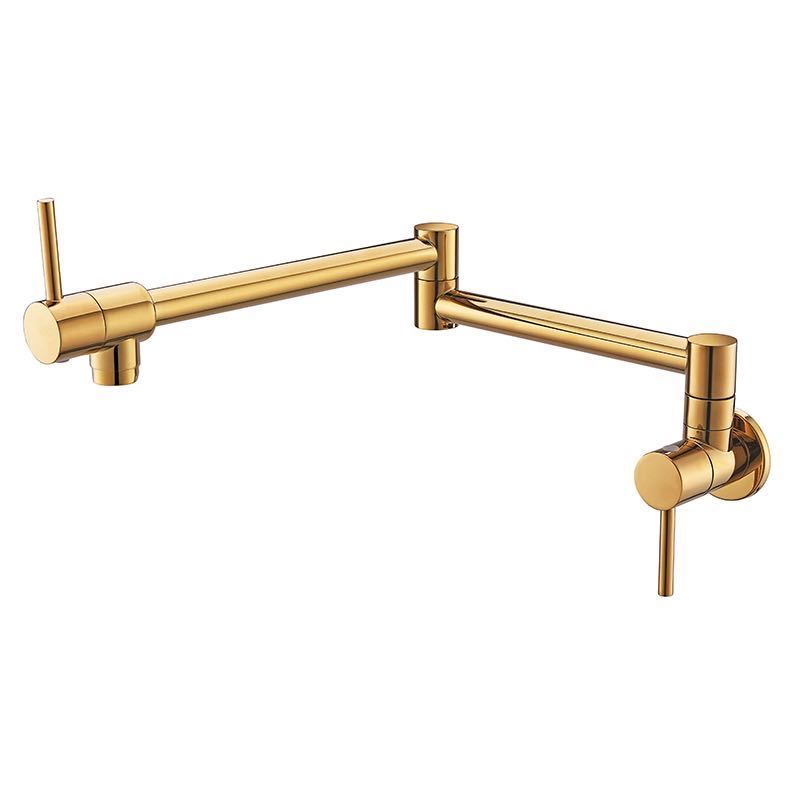 Modern 360 Rotating Space Saving Widespread Rose Gold Brass Wall Mounted Kitchen Pot Filler Faucet