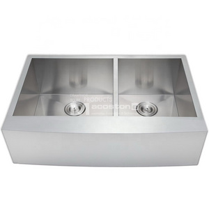 Stainless Steel Double Bowl Undermount Small Size Competitive Price Elegant Shape  Farm Apron Front Style Kitchen Sink